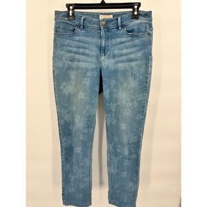 J. Jill Denim Slim Ankle Jeans Authentic Fit Floral Print‎ Women Size 6